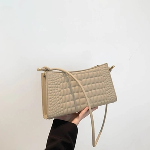 Women Crocodile Pattern PU Leather Underarm Shoulder Bag Minimalist Square Small Handbag Street Trend Fashion Daily Purse