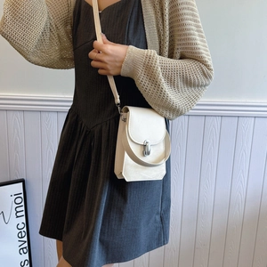 Elegant cream white minimalist shoulder bag with silver metal lock for women's daily wear