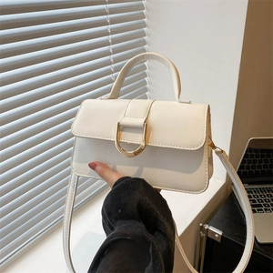Borsa a Tracolla Piccola Quadrata in Pelle PU Minimalista con Fibbia a D Borsa a Mano alla Moda per Donna Uso Quotidiano
