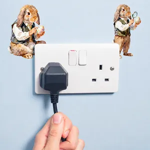 Detailweergave van aquarel Pasen konijn muurstickers rond een lichtschakelaar decor