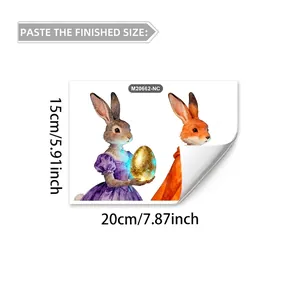 Detalle de pegatinas de pared de conejos de Pascua acuarela, mide 20cm x 15cm