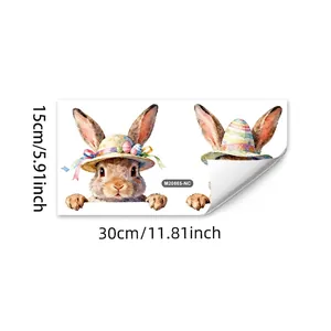 Detalle de pegatinas de pared de conejo de Pascua con autoadhesivo y dimensiones