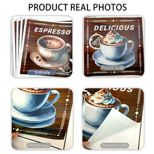 Detailed view of coffee wall stickers featuring Espresso text and cup illustrations