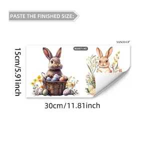 Pegatinas de pared de conejo de Pascua y huevos con especificaciones de dimensiones