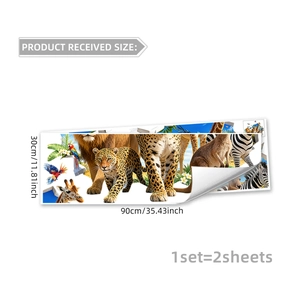 Stickers muraux 3D animaux sauvages avec lion zèbre girafe pour décor de chambre