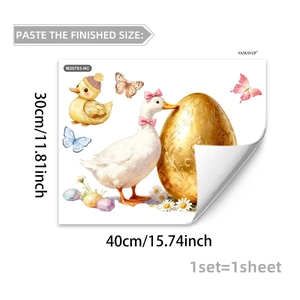 Detail view of Easter bunny and egg wall stickers measuring 40x30 cm for room decor