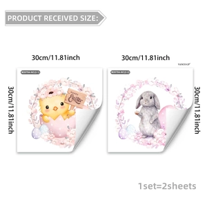 Detailed sheet showing Easter bunny and chick stickers set of two in 30x30cm size