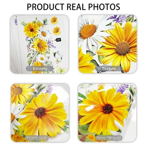 Detailed texture of yellow daisy and vine electrostatic window stickers with butterflies
