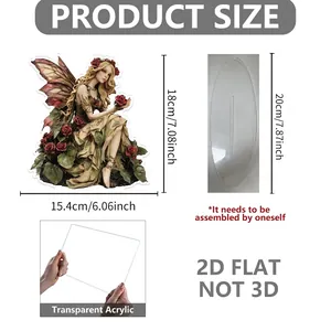 Detailansicht der 2D-Flach-Acryl-Feenfigur mit Sockel und Größenmarkierungen