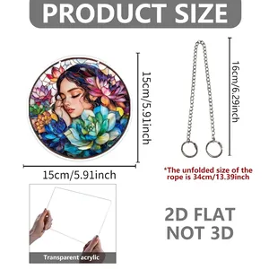 Größentabelle für Blumen-Gnom-Acryl-Anhänger mit 15 cm Durchmesser und Maßen der Kette