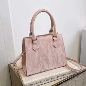 Women Small Square Bag Wrinkled PU Leather Crossbody Shoulder Handbag Folded Texture Magnetic Closure Versatile Fashion