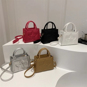 Chic women's crossbody square bags with embossed star pattern in five trendy colors
