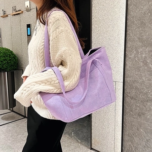 Minimalist purple matte leather tote bag with large capacity for women's daily commute