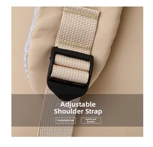 Detail of adjustable thickened nylon shoulder strap with durable plastic buckle