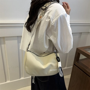 Casual large nylon canvas crossbody bag with pattern wide strap and OOTMAO lettering