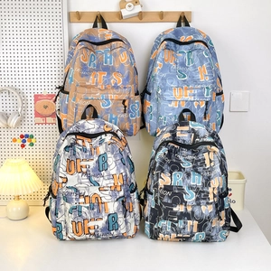 Minimalist large capacity backpack with graffiti print for students and travel