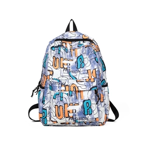 Lightweight high-capacity graffiti print backpack with artistic fashion lettering