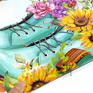 Self-adhesive floral shoe window sticker with double-sided visible sunflower design