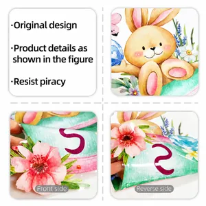 Detalle de adhesivos de doble cara para ventana con conejo de Pascua y motivos florales
