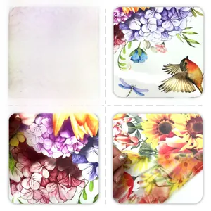 Detail of floral wall stickers showing double-sided visual effect with sunflower designs