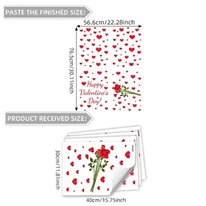 Valentine's Day heart and rose window stickers set of 4 for romantic home decoration