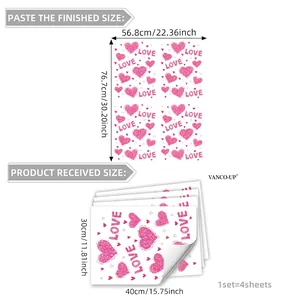 Size guide for Valentine heart window stickers showing layout and finished dimensions
