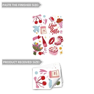Valentijnsdag muurstickers set met cartoonmotieven en 58x78cm lay-out stickers