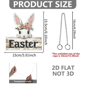 Spécifications de taille détaillées pour le pendentif lapin de Pâques avec chaîne