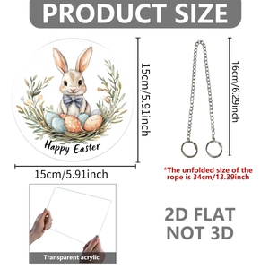 Dimensions détaillées de la plaque de porte de Pâques en acrylique avec motif de lapin