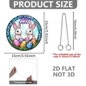 Spécifications détaillées de taille pour un pendentif lapin de Pâques plat en acrylique
