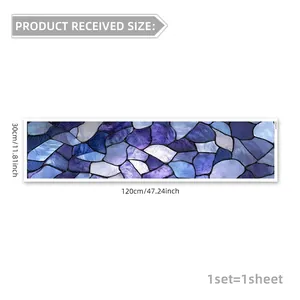 Detail showing 30x120cm colorful irregular square static window film for home decor
