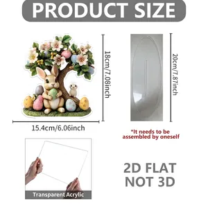 Cartoon Easter bunny and eggs acrylic 2D flat stand ornament for home festive decoration