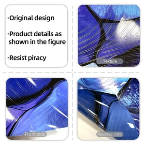 Close-up of blue-purple gradient window film with 3D texture and high-gloss finish