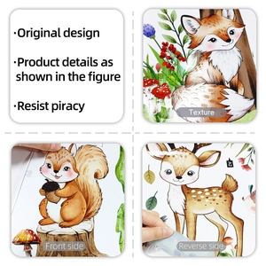 Close-up of woodland animal wall decals showing material texture and adhesive backing