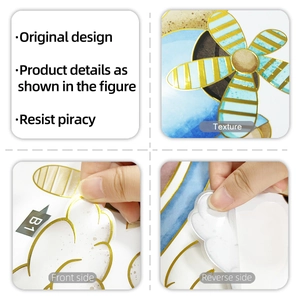 Detailed view of the peel-and-back texture and golden outline on cartoon wall stickers