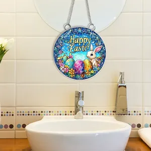 Coniglietto di Pasqua Uova Gnomo Ornamento Appeso in Acrilico Effetto Visivo 3D 2D Piatto Targa da Parete Decorazione Porta Per Festa