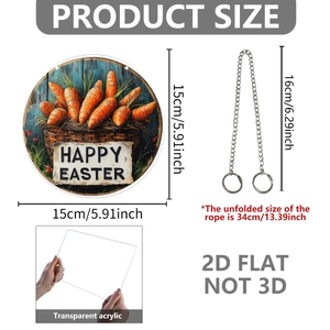 Guide des tailles du panneau de porte Pâques avec disque acrylique 15cm et chaîne 34cm