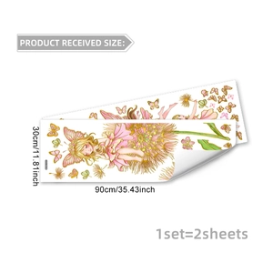 Detail view of pink fairy and dandelion wall sticker dimensions 30x90cm per two sheets