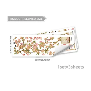 Pink floral wall stickers with birdcage designs and gold foil accents for home decor