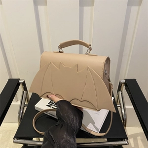 Bat Wing PU Leather Crossbody Bag Gothic Halloween Small Square Handbag For Women Novelty Fashion Satchel With Handle