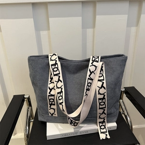 Damen Cord Shopper Tasche Große Kapazität Schultertasche Mit Kontrastreichen Breiten Trägern Mode Lässig Streetwear