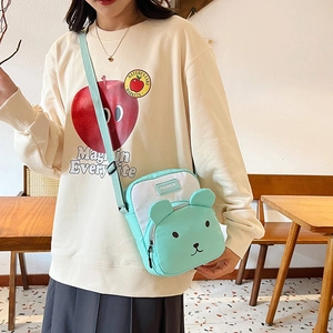 Mint green cartoon bear small crossbody bag with adjustable strap for casual wear