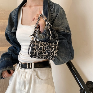 Women Mini Leopard Print Crossbody Bag Small PU Leather Square Shoulder Bag With Chain Strap Streetwear Flip Coin Purse