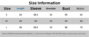 Tableau des tailles détaillé pour robe en satin à col V avec mesures S, M, L en CM