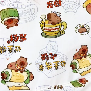 Nahaufnahme von süßen Capybara-Mustern auf dem strapazierfähigem Canvas-Stoff Rucksack