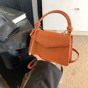 Borsa a Tracolla da Donna in Pelle PU con Trama Intrecciata Piccola Borsa Quadrata Vintage con Manico a Nodo Borsa Messenger alla Moda Chiusura Magnetica