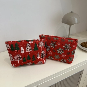 Rote Weihnachts-Kulturtaschen mit festlichem Baum- und Schneeflockenmuster aus Canvas