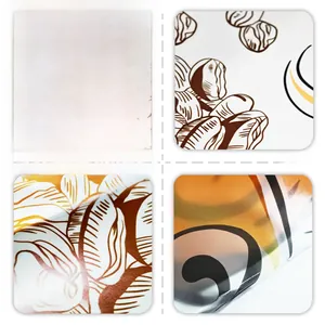 Macro detail of original coffee-themed wall sticker showing front and reverse side texture