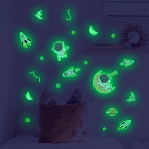 Glow in the dark astronaut and planets wall stickers for kids bedroom decoration