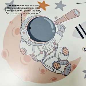 Luminous astronaut and moon wall stickers for kids room decor that glow in the dark